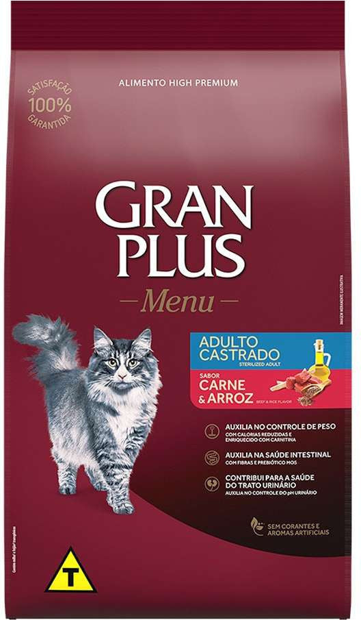 Ração pra Gatos Castrados Granplus Sabor Carne 10,1Kg