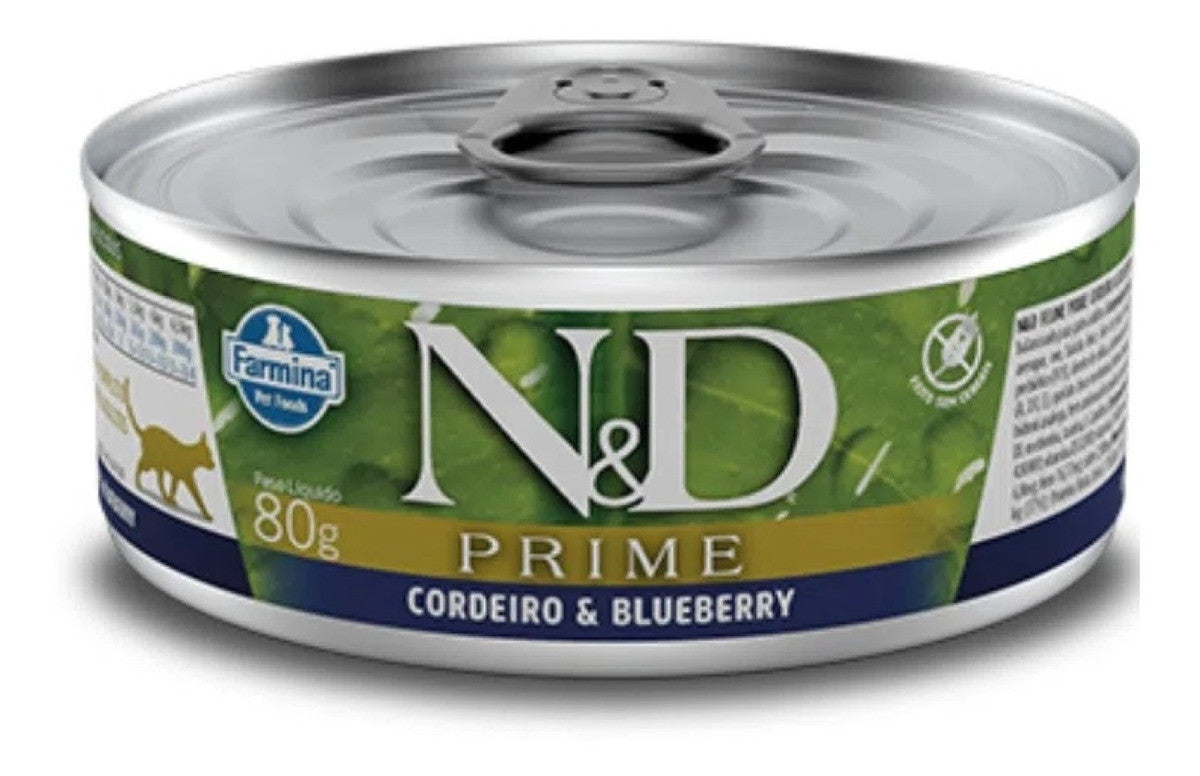 Ração Úmida N&D Feline Prime Adultos Cordeiro E Blueberry 80G