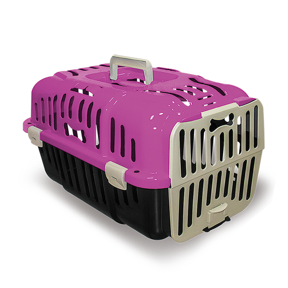 Caixa de Transporte Joy Rosa para Cães e Gatos até 6Kg Furacão Pet