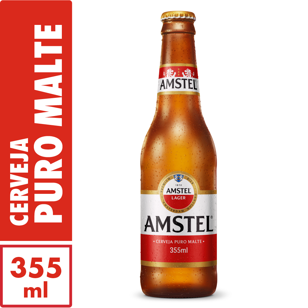 Cerveja Lager Puro Malte Amstel Garrafa 355ml
