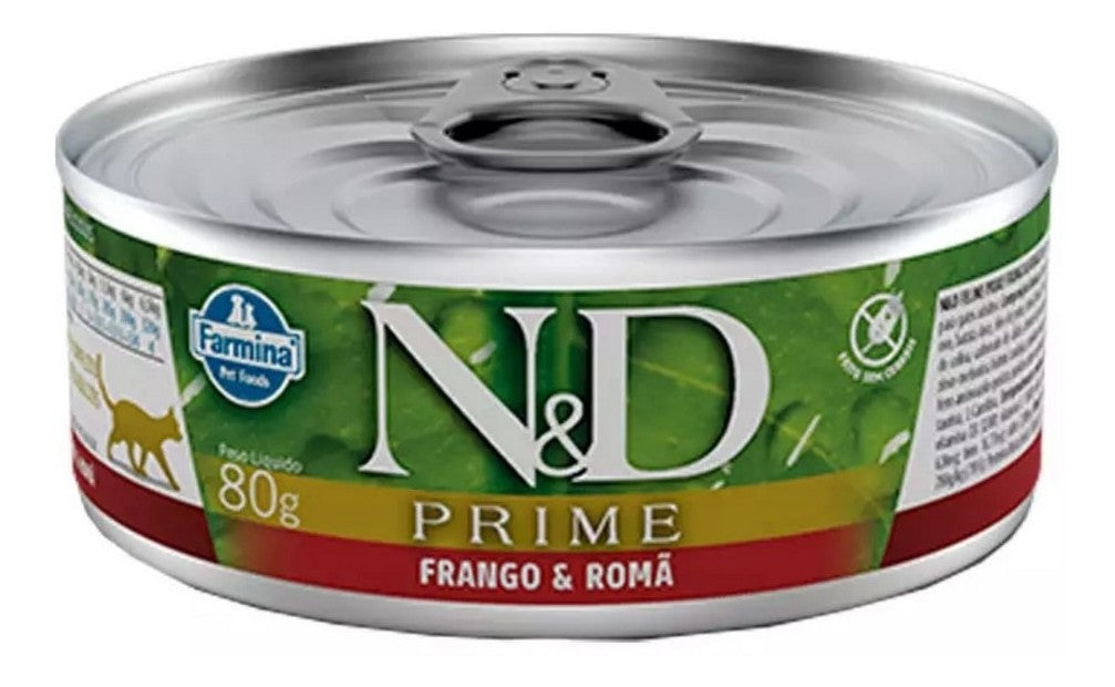 Ração Úmida N&D Feline Prime Adultos Frango E Romã 80G