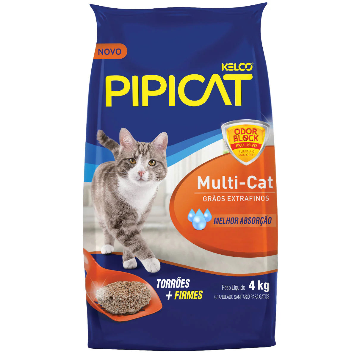 Areia Higiênica Pipicat Multicat para Gatos - 4kg