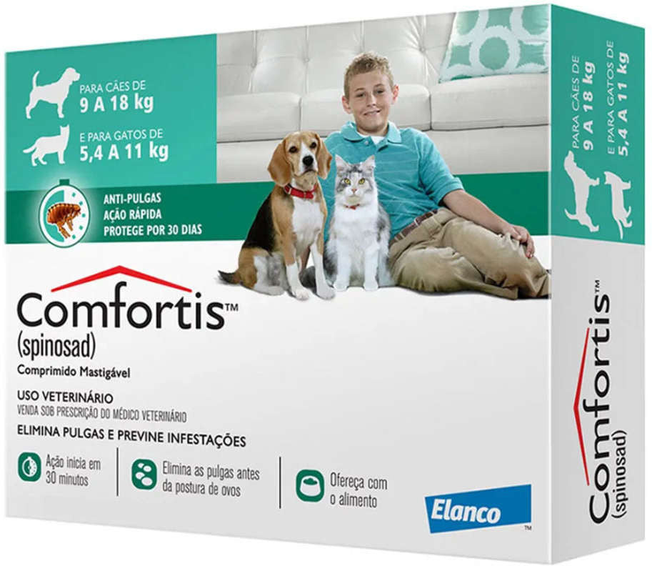 Comfortis para Cães (9 a 18 Kg) e Gatos (5,5 a 11 Kg) 560 mg