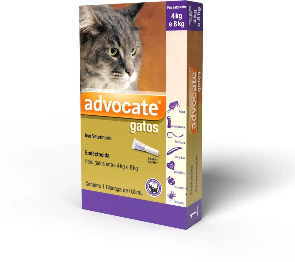 Antipulgas Advocate para Gatos entre 4 e 8kg 0,8ml - 1 bisnaga