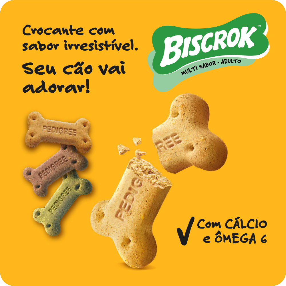 Biscoito Pedigree Biscrok Para Cães Adultos Multi 1kg 4un