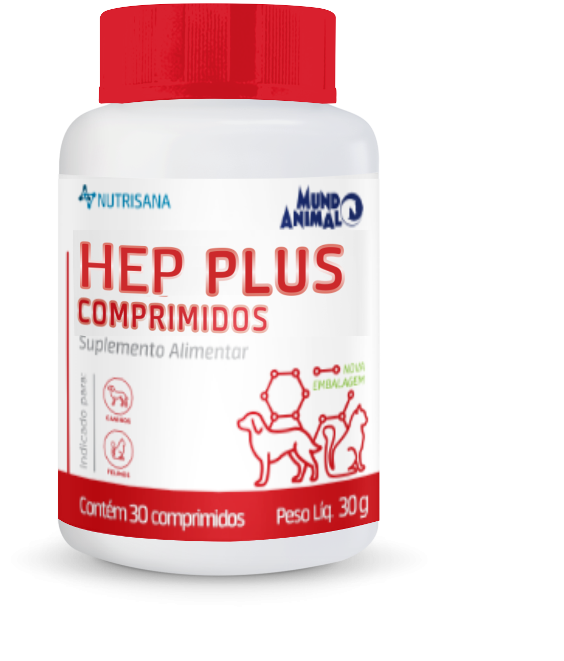 Suplemento Nutrisana Hep Plus para Cães e Gatos 30 Comprimidos