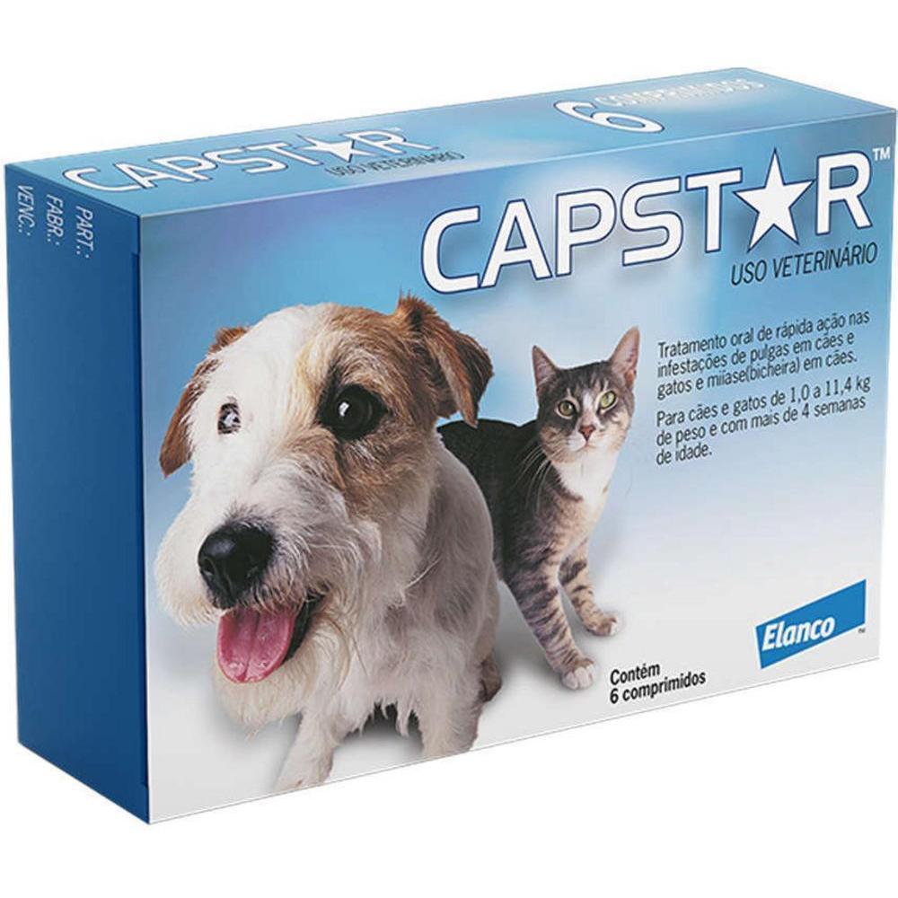 Antipulgas Elanco Capstar 11mg para Cães e Gatos de até 11kg - 6 comprimidos
