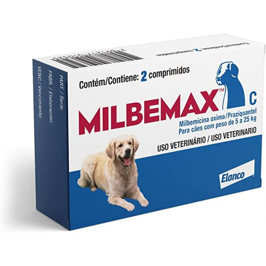 Vermífugo Milbemax C Para Cães Até 5kg - Com 2 Comprimidos