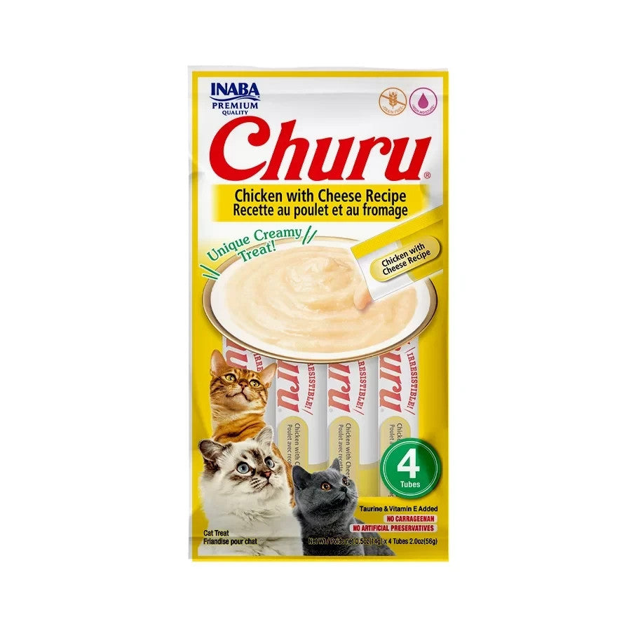 Purê Churu Galinha com Queijo para Gatos 56g 3un
