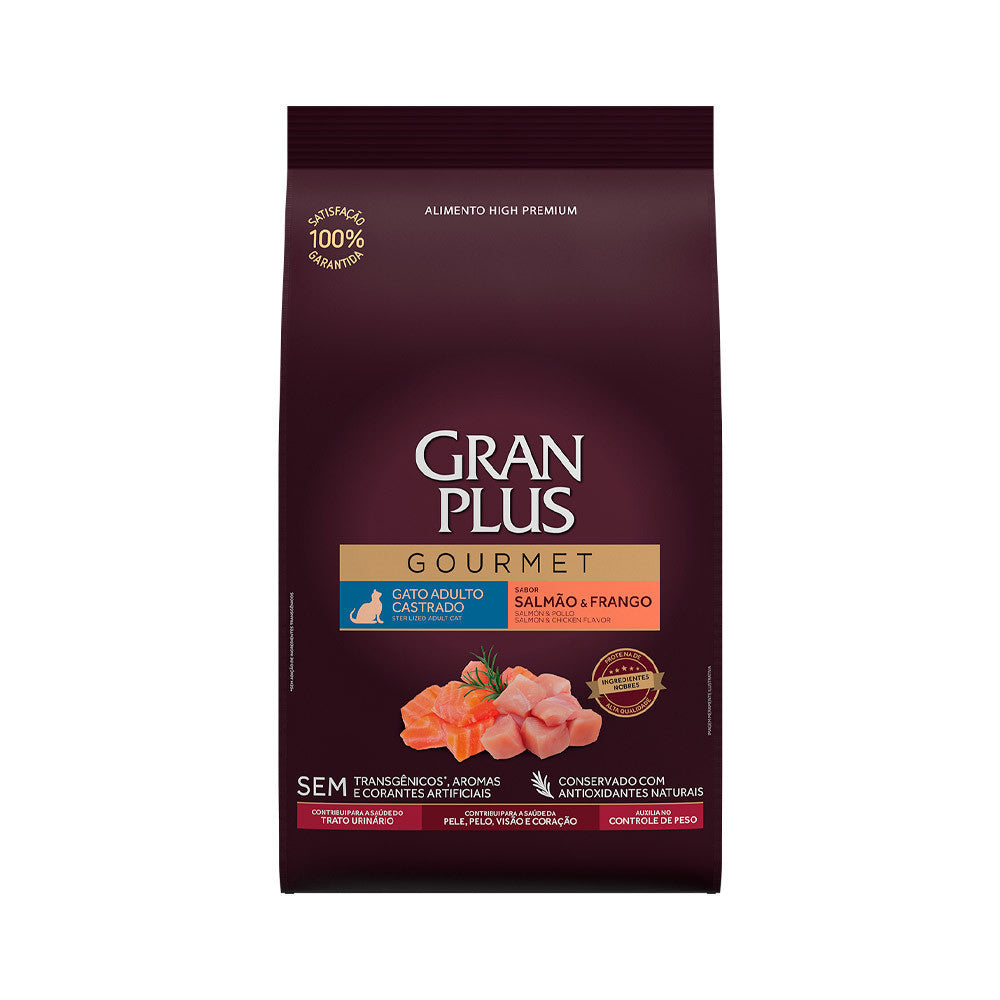 Ração para Gato Gourmet Gatos Castrado Salmão Gran Plus 10,1kg
