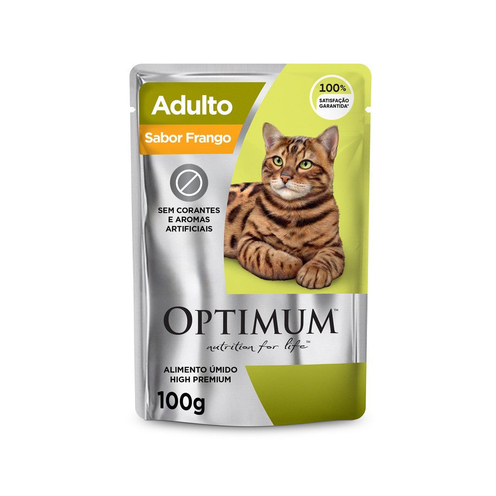 Ração Úmida Optimum Sachê para Gatos Adultos Frango 85 g