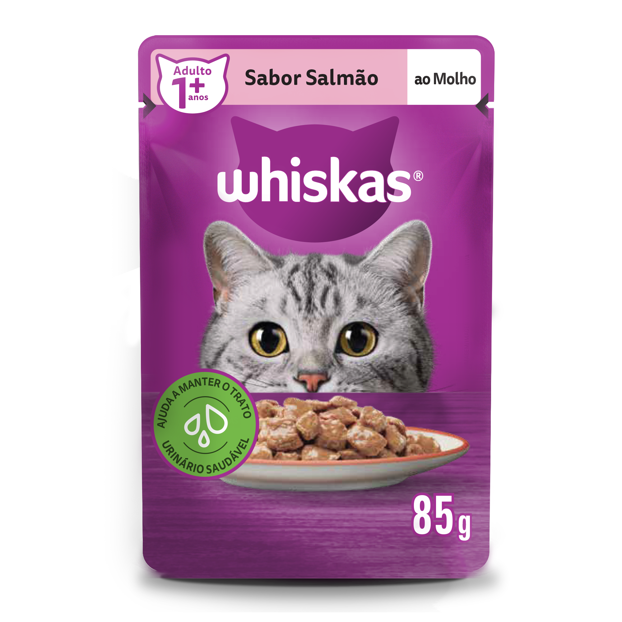 Ração Úmida Whiskas Sachê Salmão ao Molho para Gatos Adultos 85 g