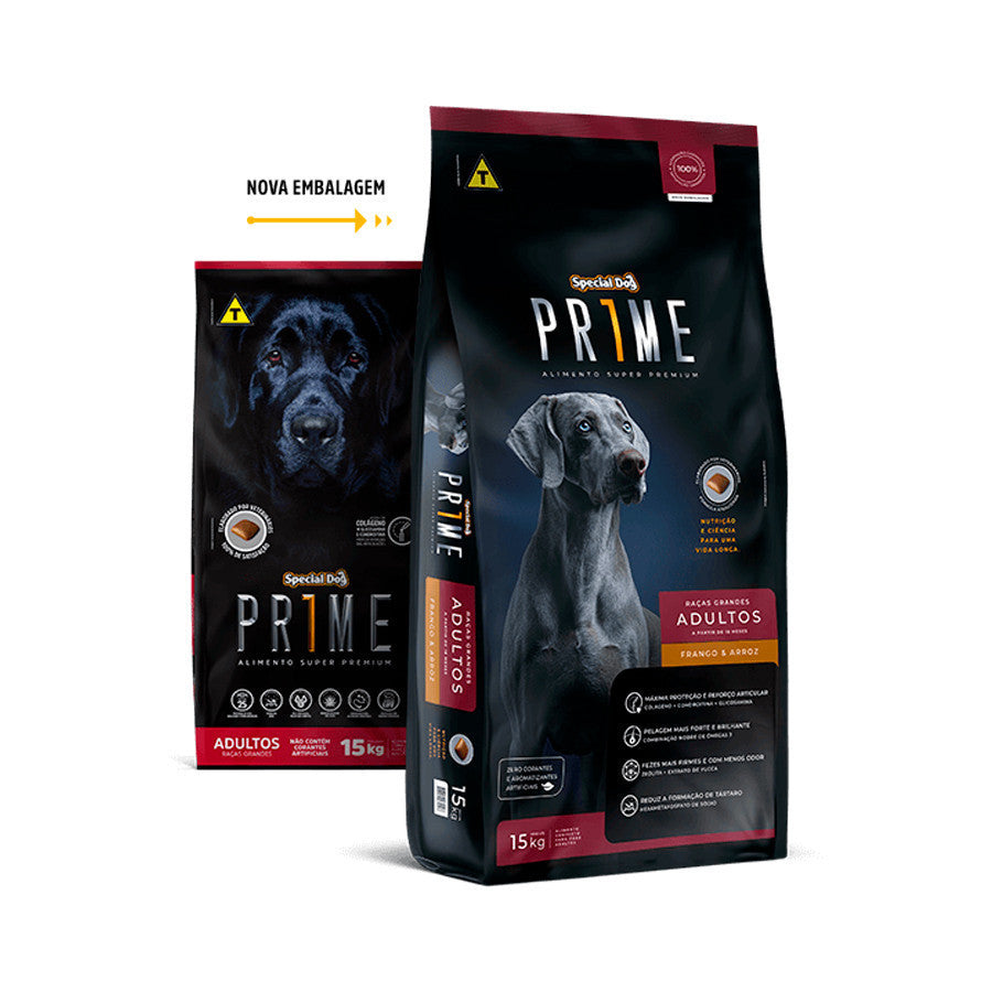 Ração Special Dog Prime para Cães Adultos de Porte Grande Sabor Frango e Arroz 15kg