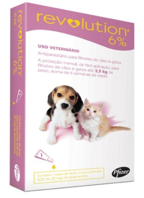 Revolution Zoetis 6% 0.25Ml Para Filhotes De Cães E Gatos De Até 2,5Kg Unitario 1un