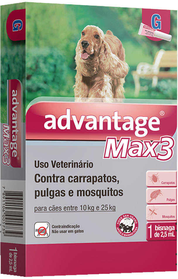 Antipulgas e Carrapatos Advantage Max3 para Cães entre 10 e 25kg - 1 bisnaga