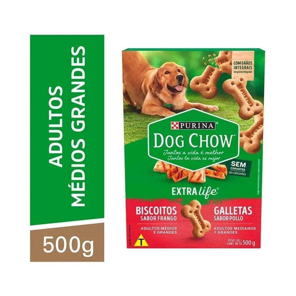 Biscoito Dog Chow Extra Life para Cães Adultos de Raças Médias e Grandes Sabor Frango