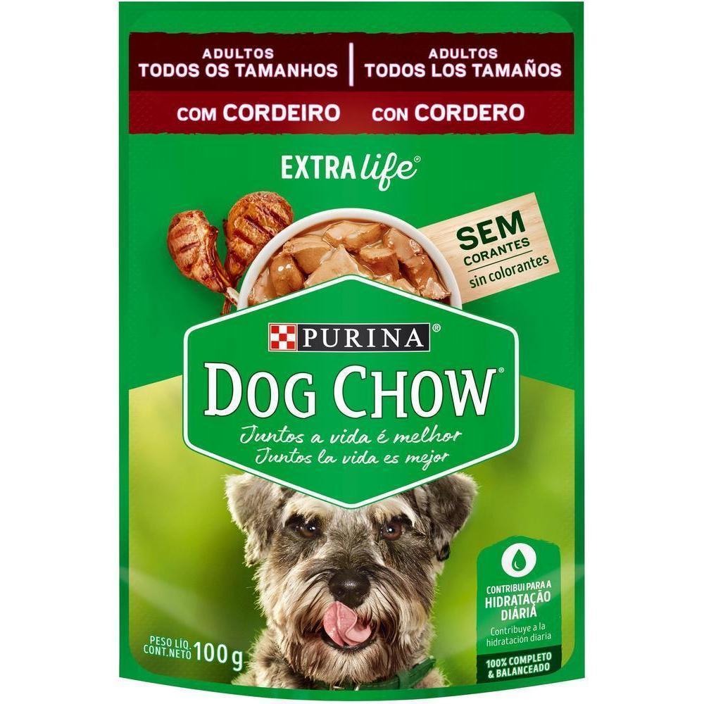Ração Úmida para Cães Adultos de Todos Os Tamanhos Extralife Sabor Cordeiro Dog Chow 100G