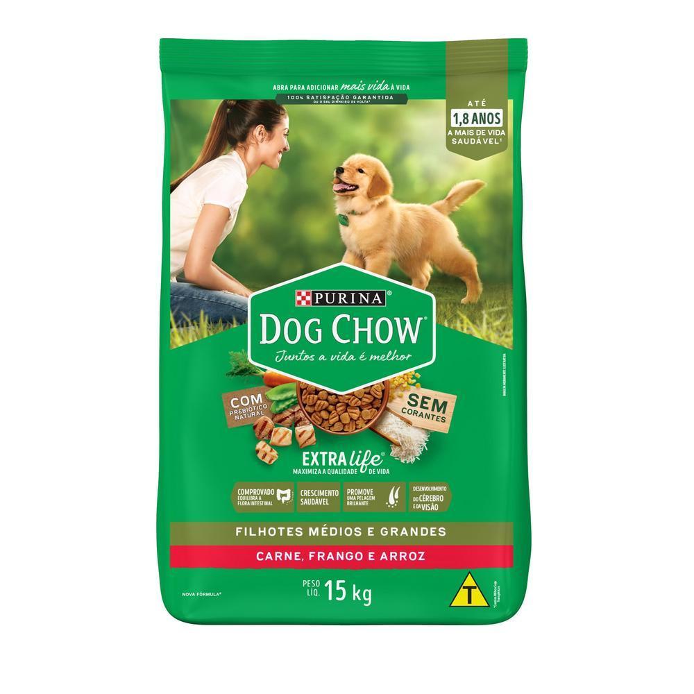 Ração DOG CHOW Cães Filhotes Frango e Arroz 15kg