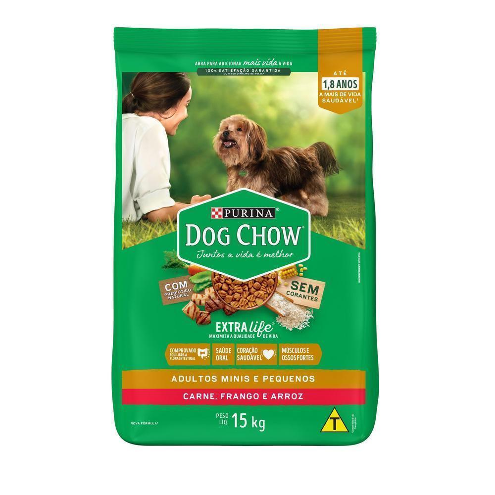 Ração DOG CHOW Cães Adultos Minis e Pequenos Carne e Arroz 15kg