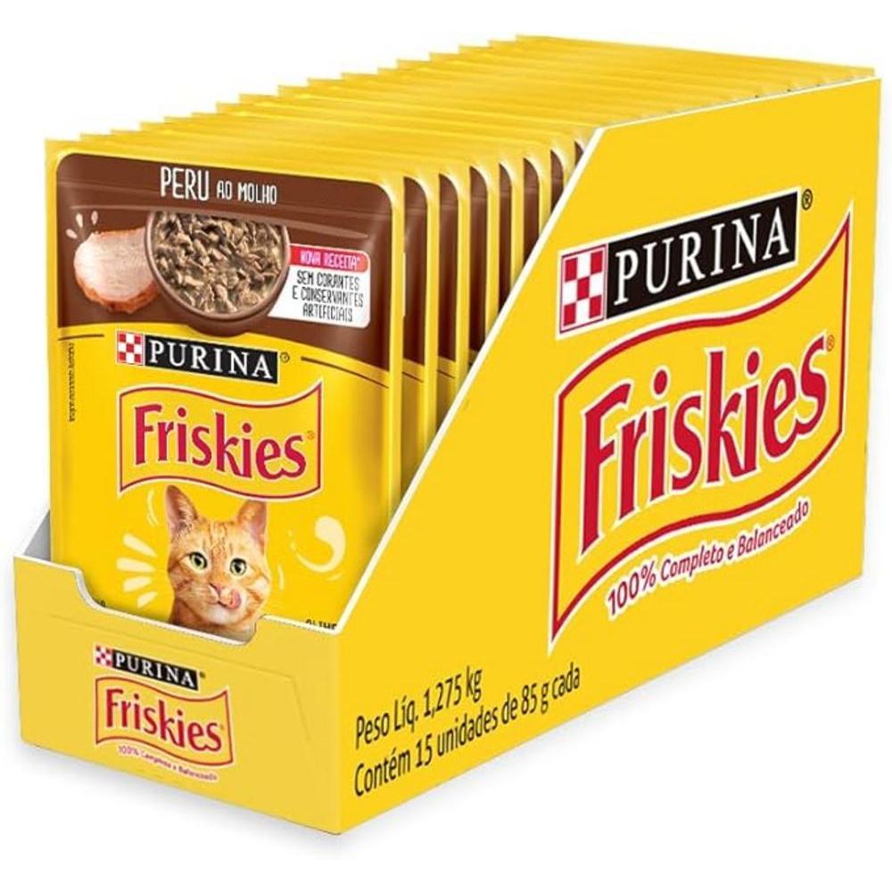 Pack Ração Úmida Friskies Para Gatos Adultos Sabor Peru Ao Molho - Com 30 Sachês 85g