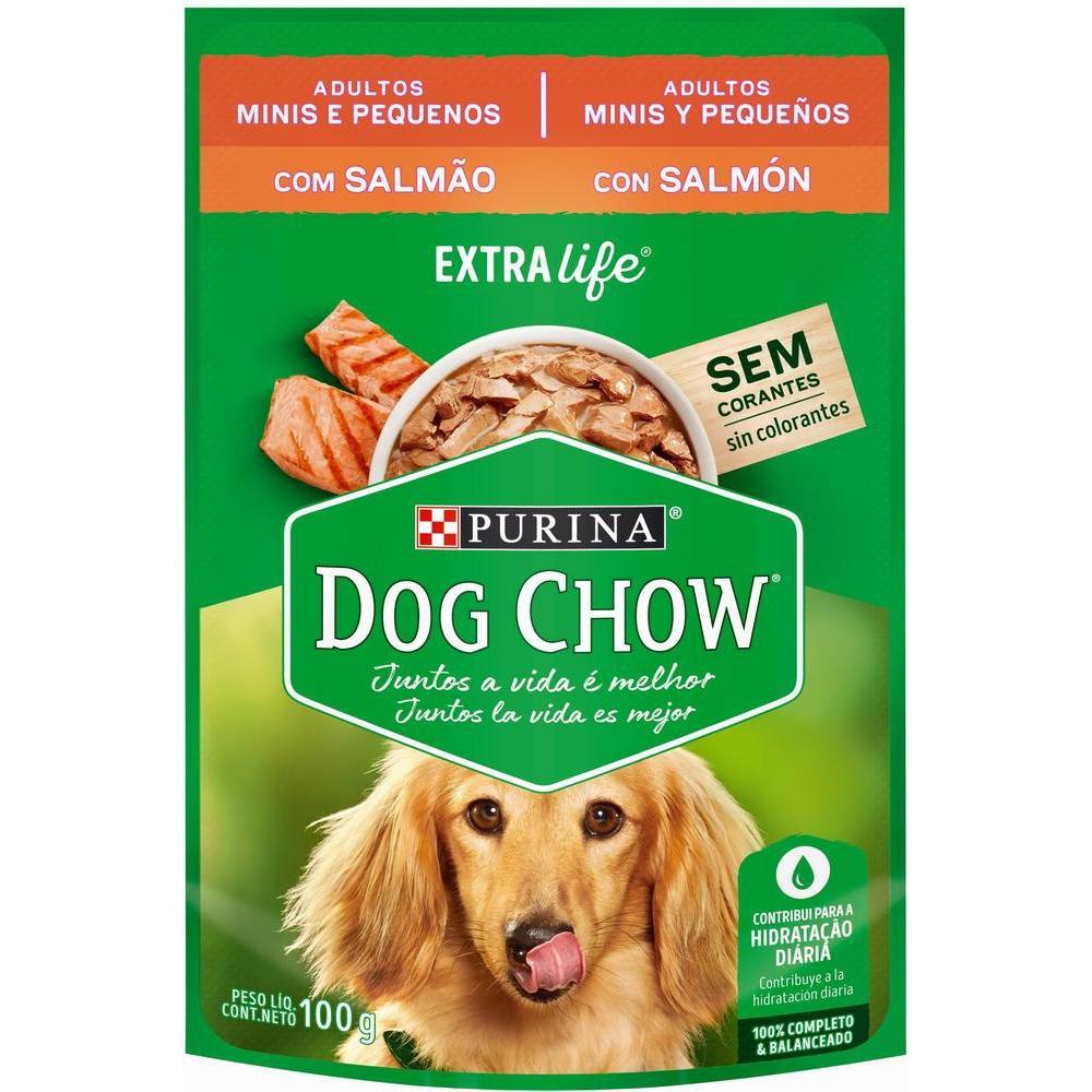 Ração para Cães Adultos Pequenos Dog Chow Salmão Ao Molho 100G
