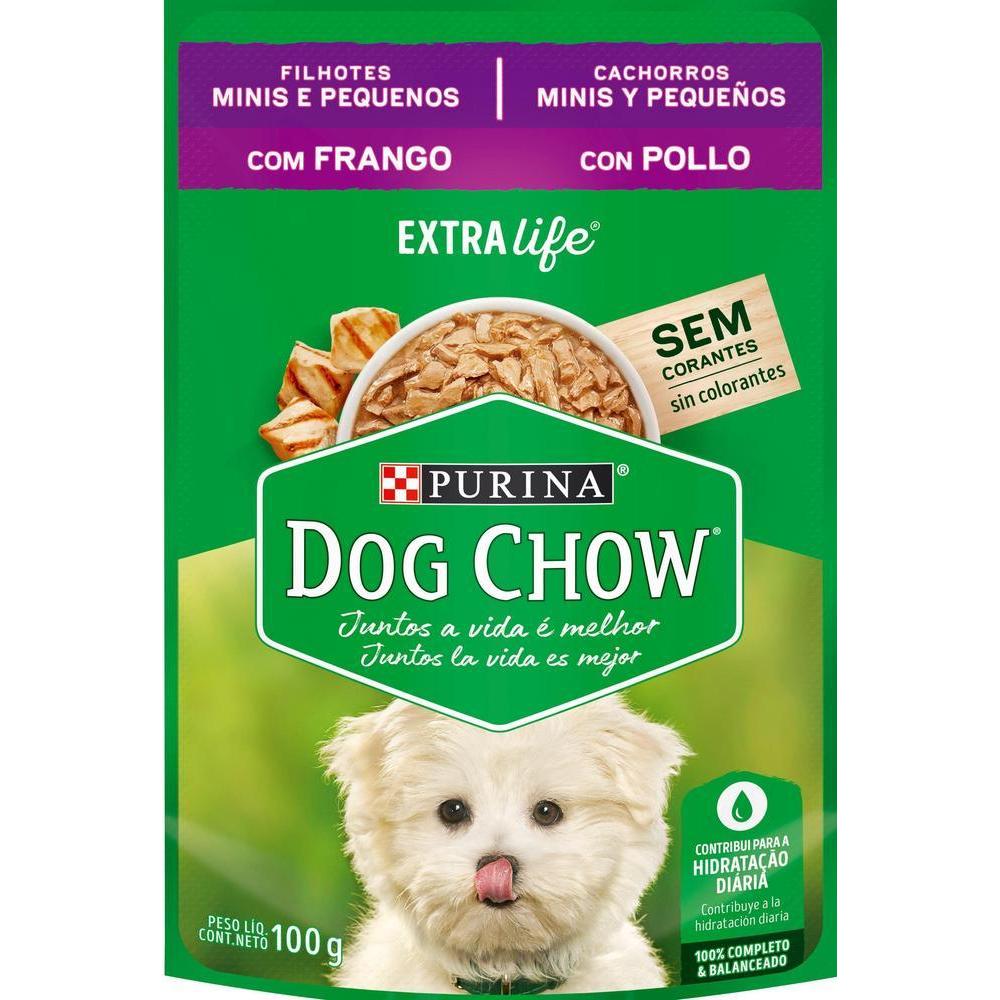 Ração Úmida Dog Chow Sachê para Cães Filhotes de Raças Pequenas sabor Frango 100g