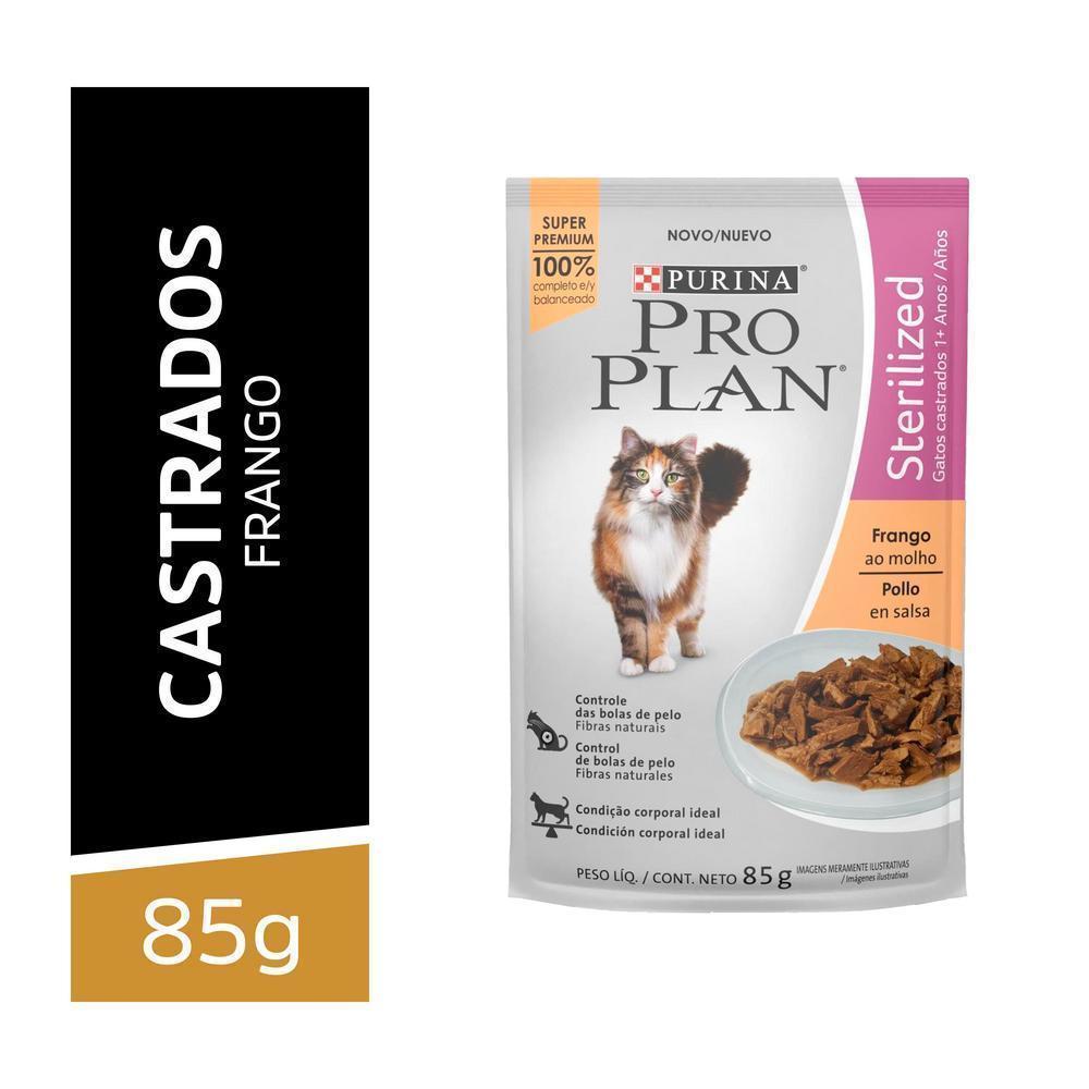 Ração Úmida PRO PLAN Gatos Castrados Frango ao molho 85g