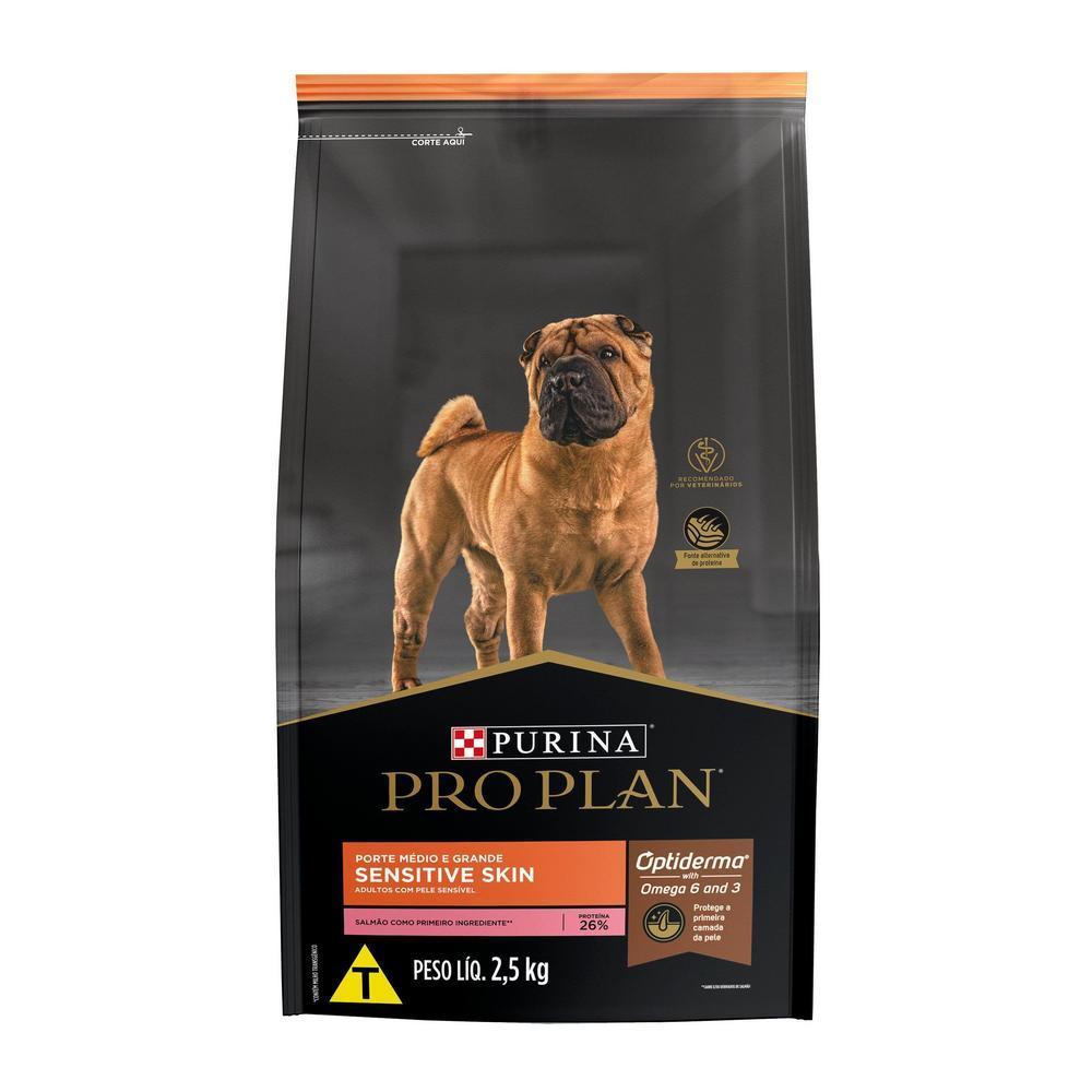 Ração PRO PLAN Pele Sensível Cães Adultos Médios e Grandes 2,5kg