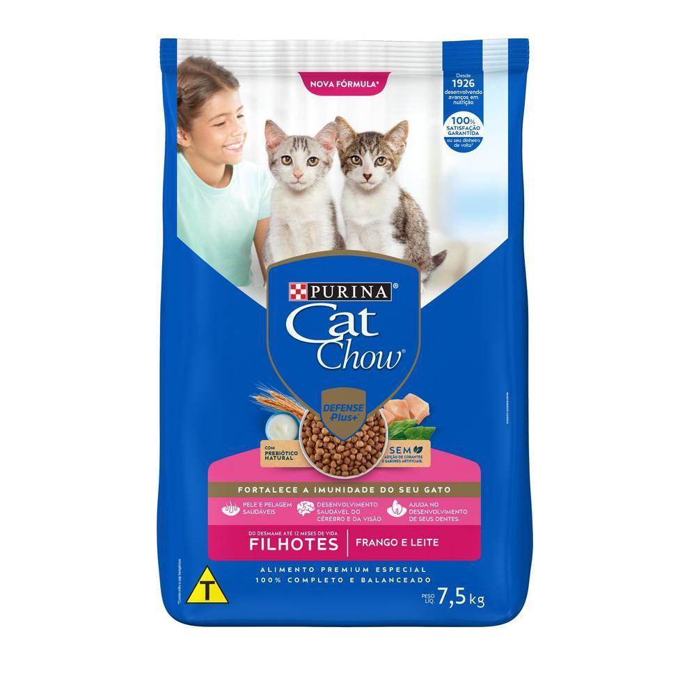 Ração CAT CHOW Gatos Filhotes Frango e Leite 7,5kg