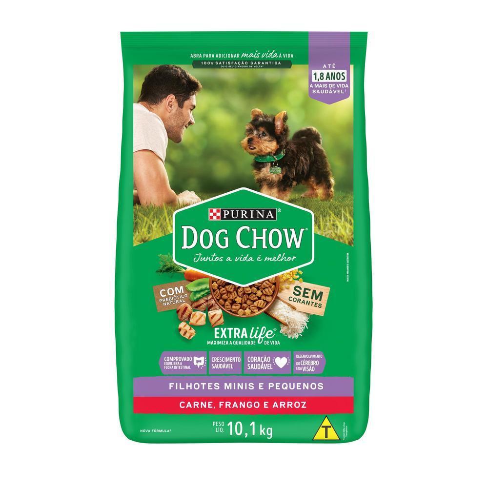 Ração DOG CHOW Cães Filhotes Minis e Pequenos Carne, Frango e Arroz 10,1kg