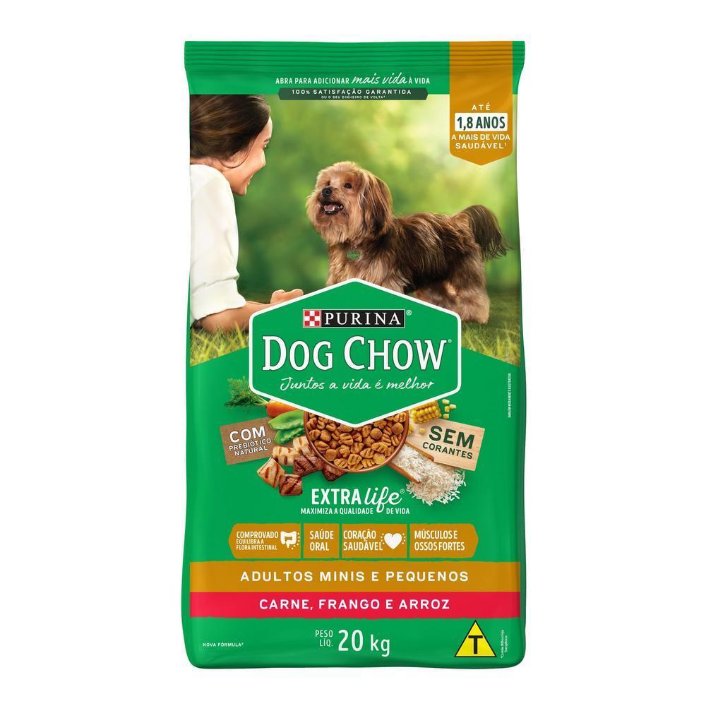 Ração DOG CHOW Cães Adultos Minis e Pequenos Carne, Frango e Arroz 20kg