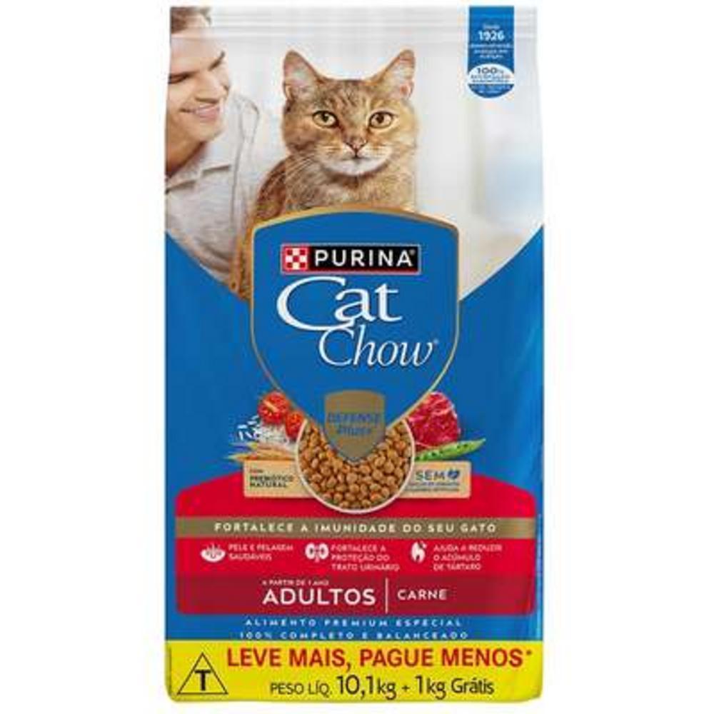 Ração Nestlé Purina Cat Chow Adultos Defense Plus Carne - 10,1Kg + 1Kg