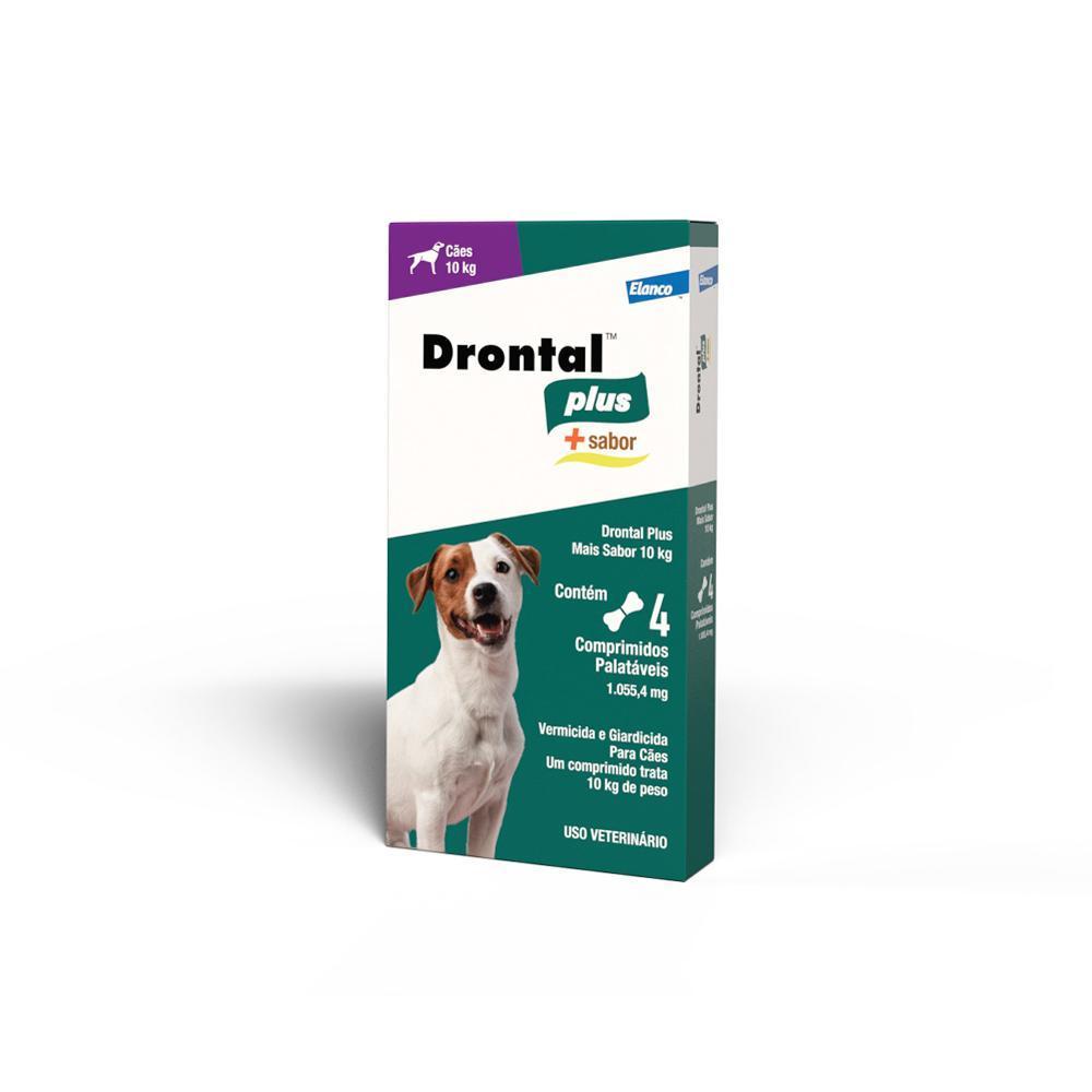 Vermífugo Drontal Plus para Cães 10kg Sabor Carne Bayer Caixa com 4 Comprimidos