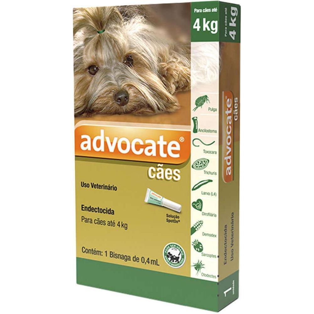 Antipulgas Advocate para Cães de até 4kg 0,4ml - 1 bisnaga