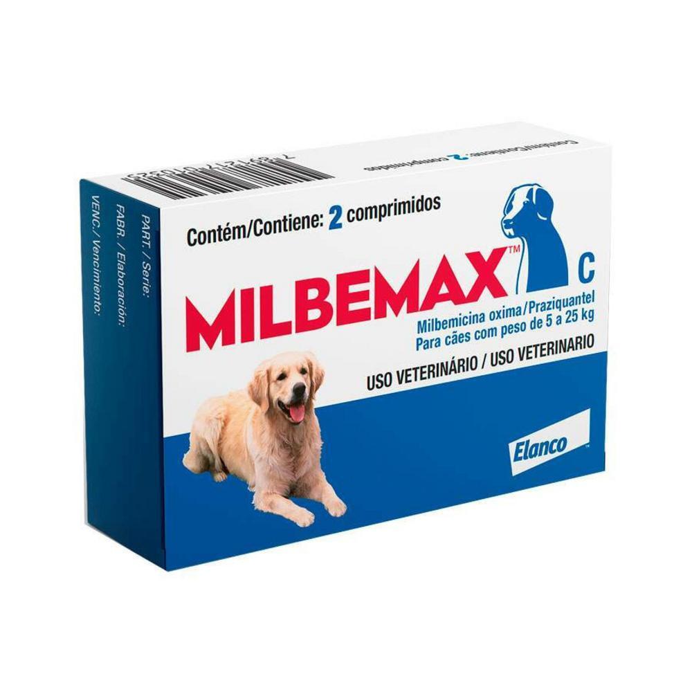 Vermífugo Milbemax C Para Cães de 5 a 25kg - 2 Comprimidos