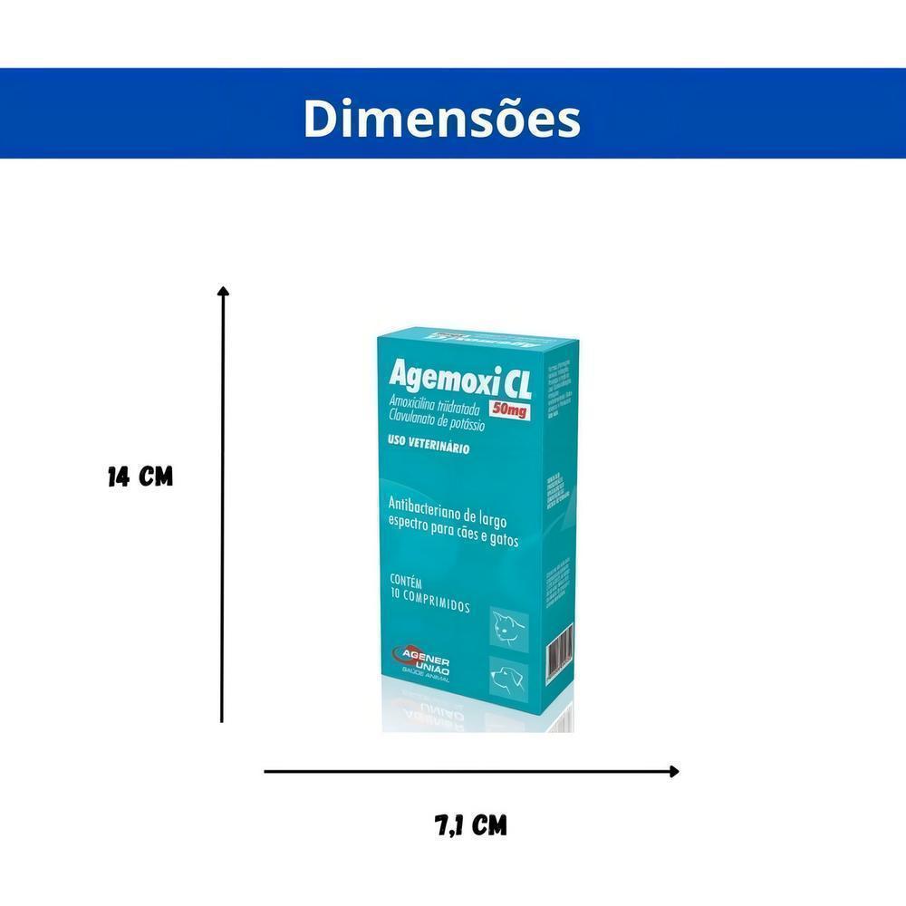Antibiótico Agener União Agemoxi Cl 50Mg com 10 Comprimidos