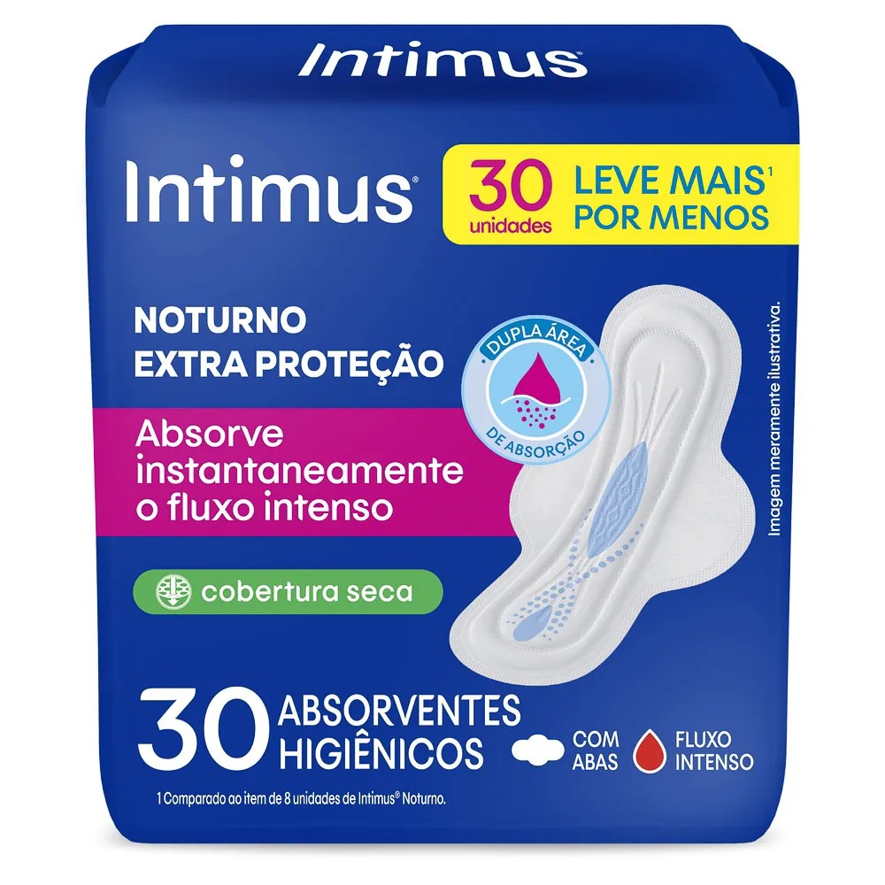 Absorvente Externo Intimus Noturno Cobertura Seca com Abas 30 Unidades