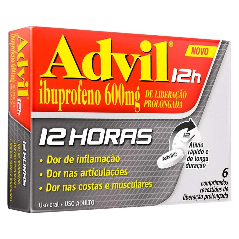Advil 12H 600mg com 6 Comprimidos Revestidos de Liberação Prolongada