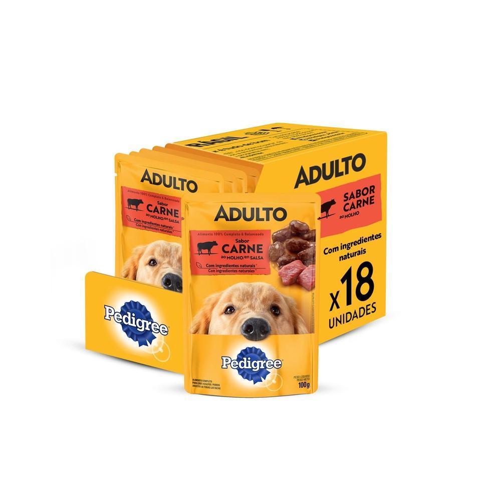 Kit Ração Úmida Pedigree Sachê Carne ao Molho para Cães Adultos 18 Unidades