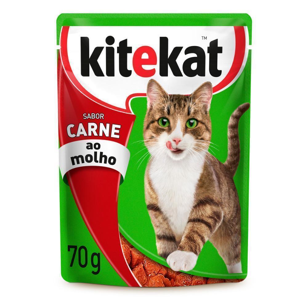 Ração Úmida Kitekat Sachê Carne ao Molho para Gatos Adultos 70 g