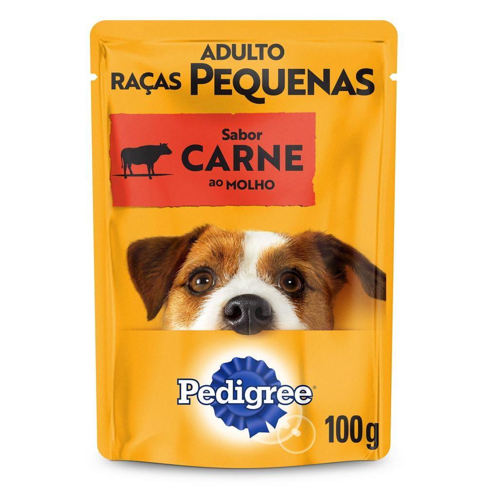 Ração Úmida Pedigree Sachê Carne ao Molho para Cães Adultos de Raças Pequenas 100 g 15un