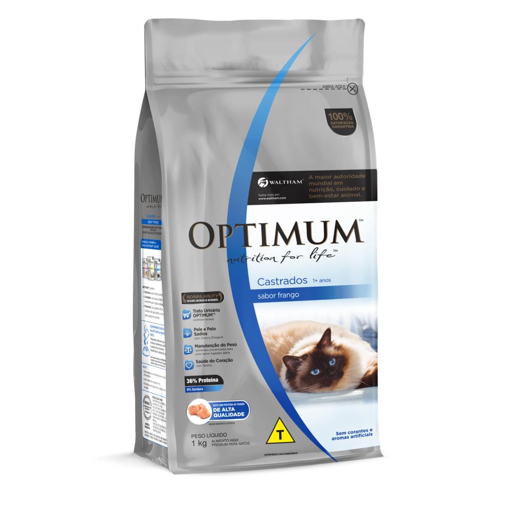 Ração Optimum para Gatos Adultos Castrados Sabor Frango 1kg