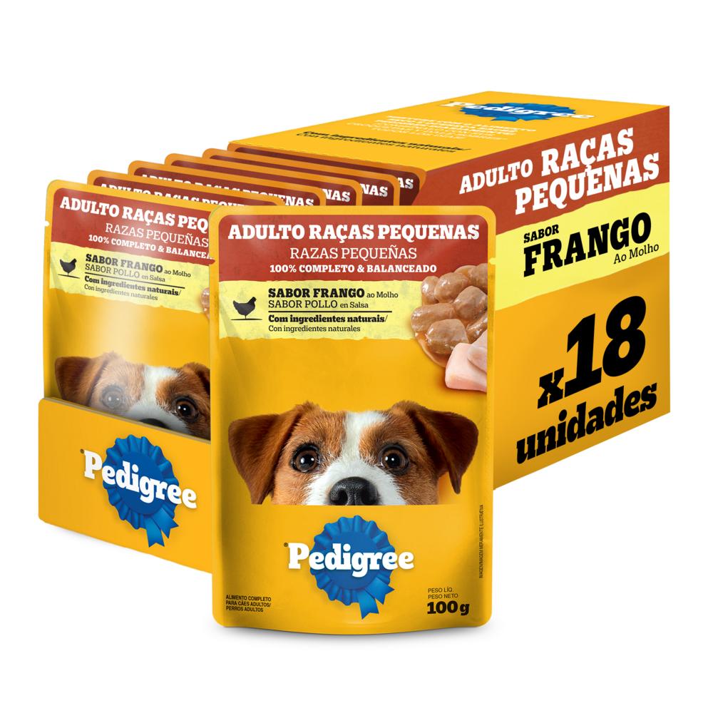 Kit Ração Úmida Pedigree Sachê Frango ao Molho para Cães Adultos de Raças Pequenas 18 Unidades