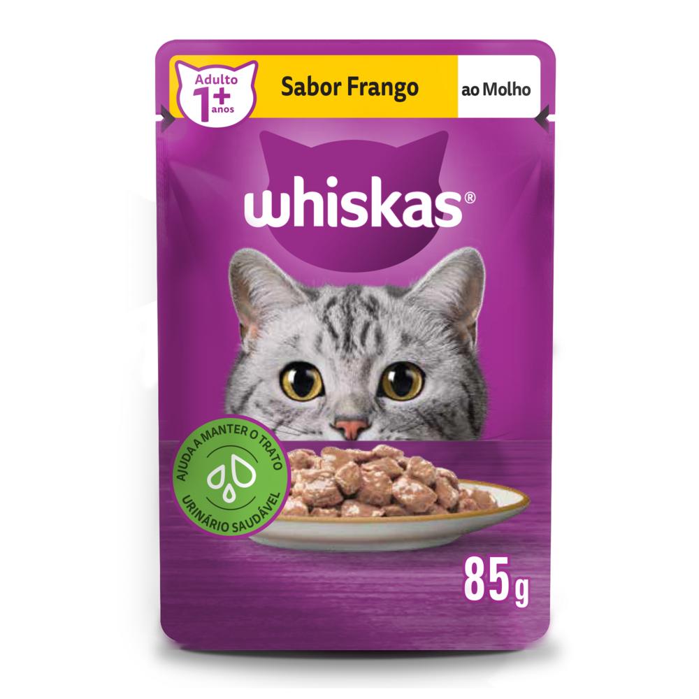 Ração Úmida Whiskas Sachê Frango ao Molho para Gatos Adultos 85 g 10un