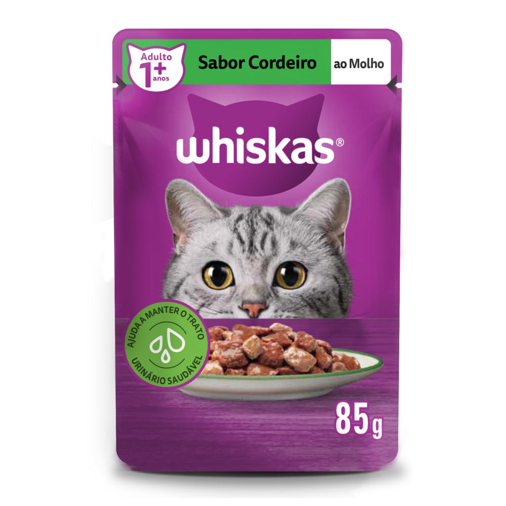 Ração Úmida Whiskas Sachê Cordeiro ao Molho para Gatos Adultos 85 g 15un