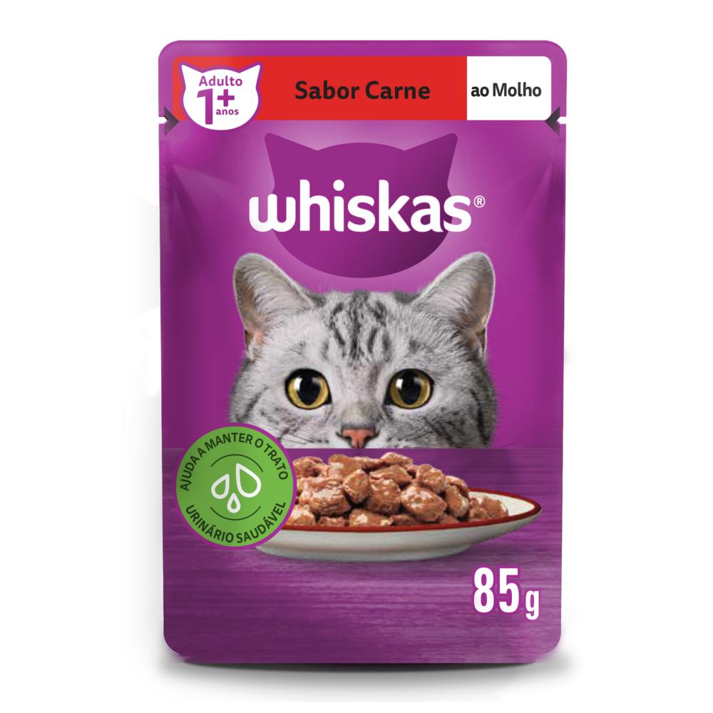 Ração Úmida Whiskas Sachê Carne ao Molho para Gatos Adultos 85g 10un