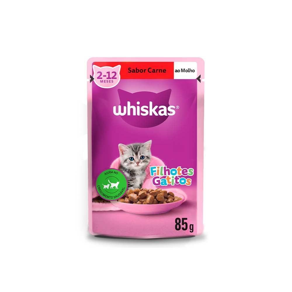 Ração Úmida Whiskas Sachê Carne ao Molho para Gatos Filhotes 85 g