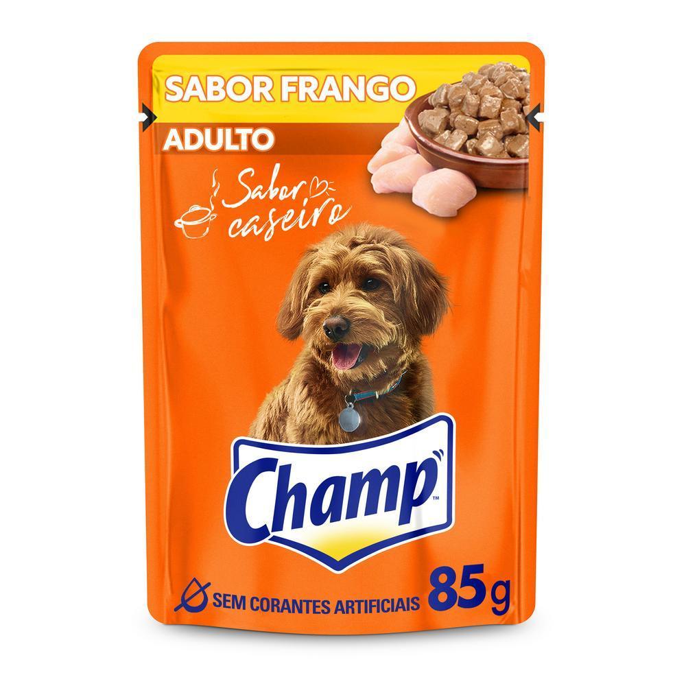 Ração Úmida Champ Sachê Cães Adultos Sabor Caseiro Frango 85g 10un