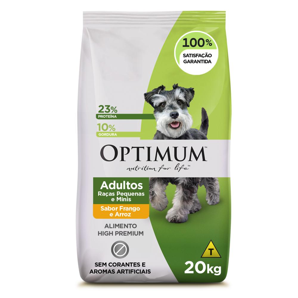 Ração Optimum Frango e Arroz para Cães Adultos Raças Pequenas e Minis 1+ Anos 20kg