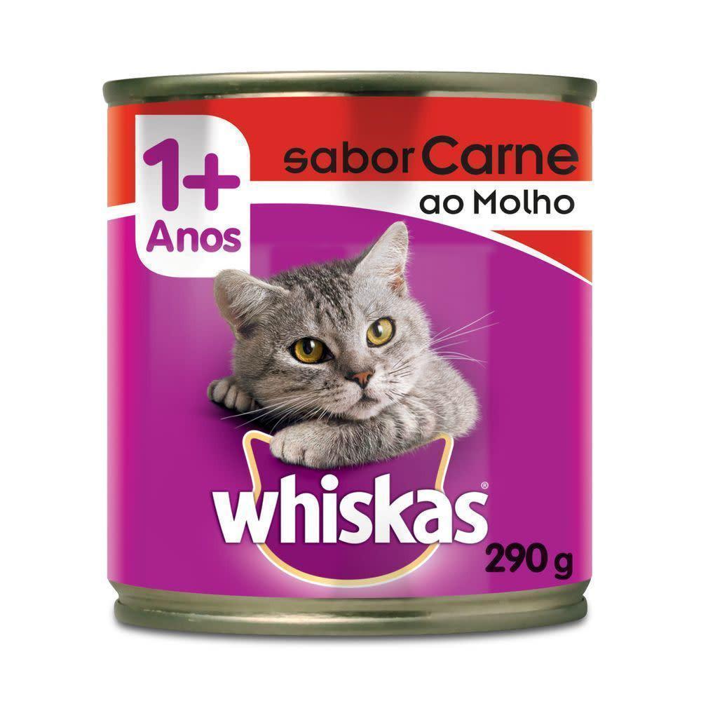 Ração Úmida Whiskas Lata Carne ao Molho para Gatos Adultos 290 g